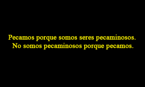 Pecamos porque somos seres pecaminosos. No somos pecaminosos porque pecamos.