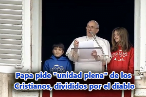 Papa pide «unidad plena» de los Cristianos, divididos por el diablo